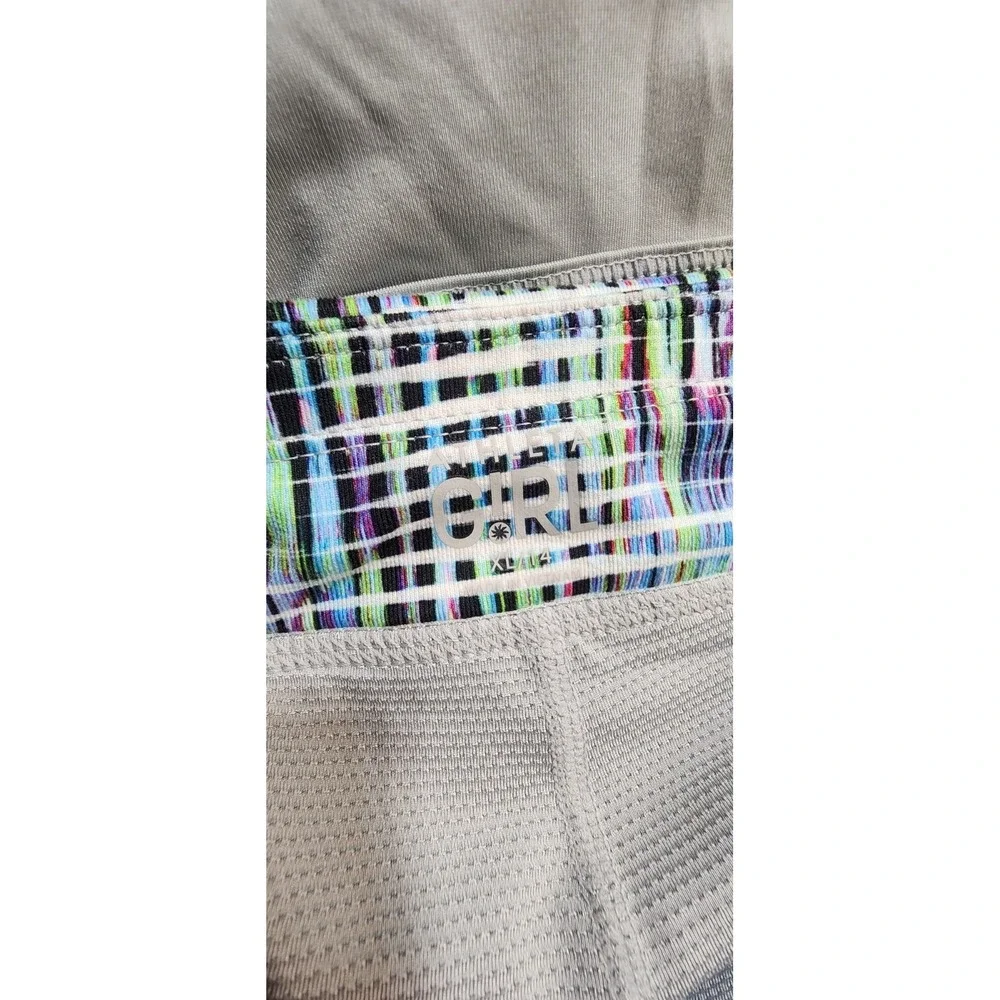 Athleta Girl Super Skort Gray Skirt Shorts Breathable Zip Pocket Logo Sz XL/14‎